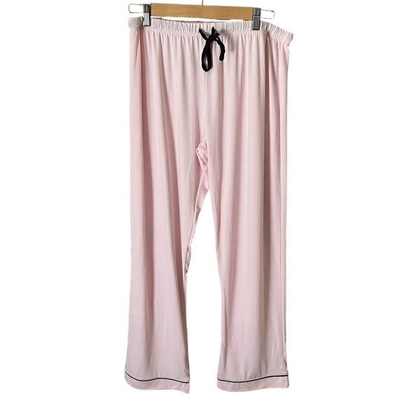 Born Pink Black Trim Size Large 2 Piece Pajama Short Sleeve Pants Set - Picture 5 of 9